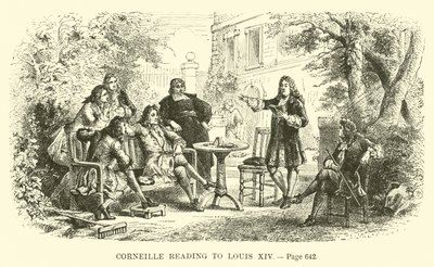 Corneille läser för Ludvig XIV av French School