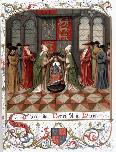 Kröning av Henrik VI i Paris 1431 (vellum) av French School
