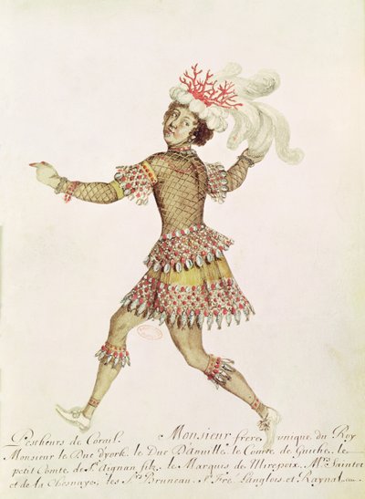Kostymdesign för en korallfiskare för Thetis och Peleus bröllop av Francesco Cavalli (1602-76) 1654 (wc på veläng) av French School