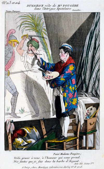 Kostym för Dugazon i rollen som Monsieur Fougère i LIntrigue Epistolaire, från Petite Galerie Dramatique, publicerad 1796 av French School