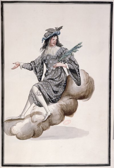 Nattdräkt för Ballet de la Nuit av Jean-Baptiste Lully (1632-87) dansad av Ludvig XIV, 23 februari 1653 (wc på papper) av French School