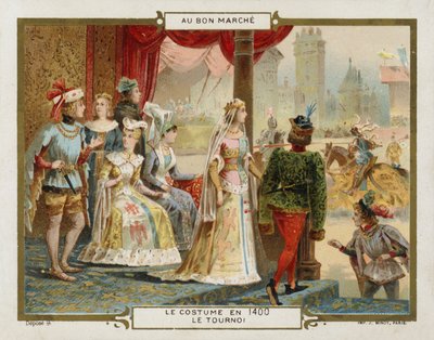 Kostym år 1400 - turneringen (chromolitho) av French School