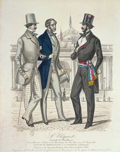 Députéens kostym, med den gamla nationalförsamlingen i bakgrunden, 1848 av French School
