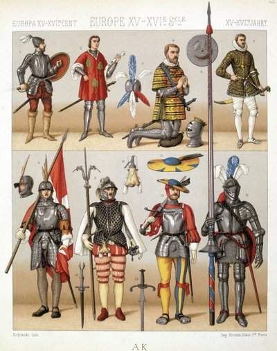 Medeltidens dräkter och rustningar - i "Den historiska dräkten" av Racinet av French School