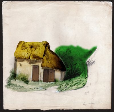 Stuga i Frankrike. (Teckning, ca 1830) av French School