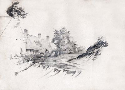Stuga i Frankrike. (teckning, cirka 1850) av French School
