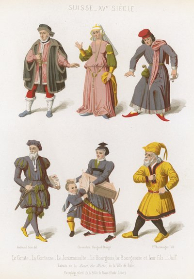 Greve och grevinna, Bourgeoisie och deras son, juridisk rådgivare och en jude av French School