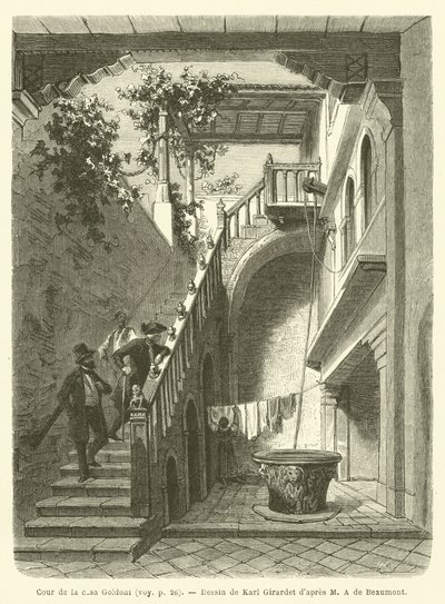 Gården till casa Goldoni (gravyr) av French School