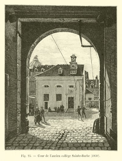 Innergården till det tidigare Sainte-Barbe-kollegiet, 1830 av French School