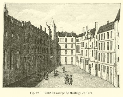Gården till college i Montaigu 1779 av French School