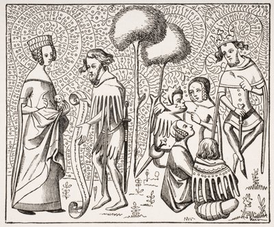 Court of Love i Provence, efter ett 1300-talsmanuskript, från Le Moyen Age et La Renaissance av Paul Lacroix (1806-84) publicerad 1847 av French School
