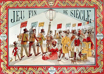 Omslag till ett brädspel "Slutet av århundradet" för barn, c.1895 (lito i färg) av French School