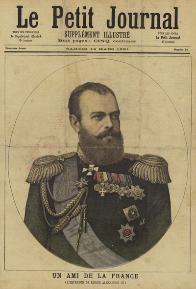 Omslag till Le Petit Journal, 14 mars 1891 av French School