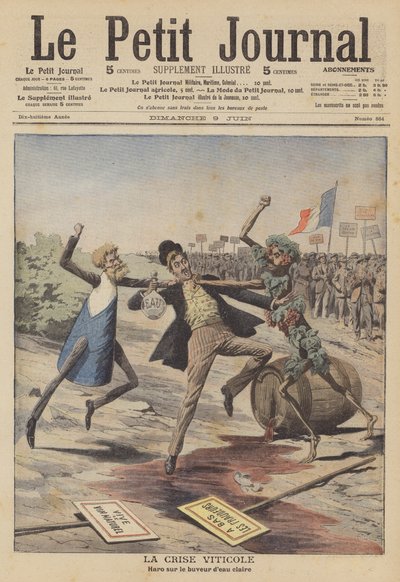 Kris i vinindustrin (färg litho) av French School