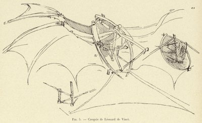 skiss av Leonardo da Vinci av French School