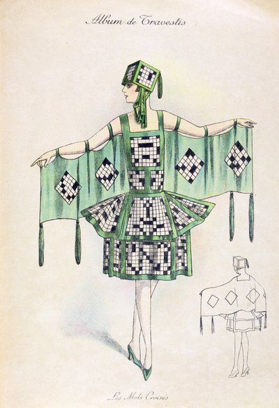 Crossword Fancy Dress-dräkt, ca 1920 av French School