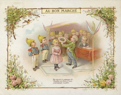 Krönande flicka med ring av blommor av French School