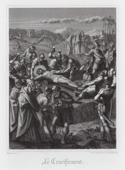 Jesu Kristi korsfästelse (gravyr) av French School