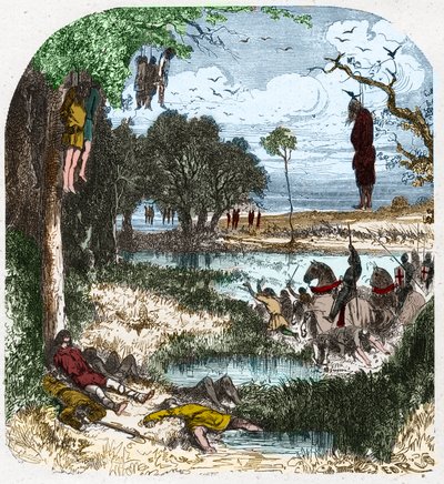 Crusade des Pastoureaux 1251: Crusade de "petite gens", bönder; det provocerades 1251 av Saint Louiss fångenskap under det sjunde korståget. Gravyr i "Histoire De France En Cent-målningar av Paul Lehugeur" 1891. av French School