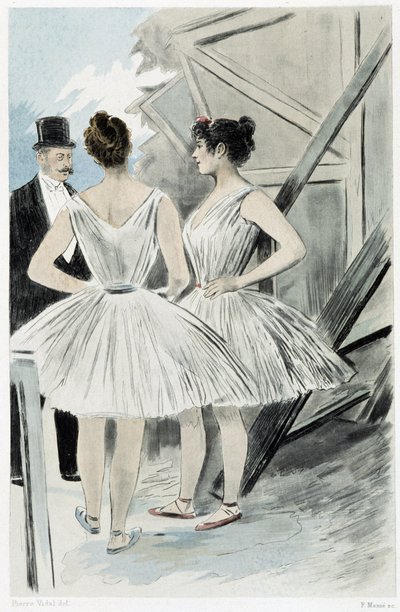 Dansare bakom teaterns kulisser - i "" Nos contemporains"" av Octave Uzanne av French School