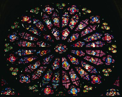 Death and Assumption of the Virgin and the Heavenly Choir, från det västra rosenfönstret, ca 1260 (se även 11494) av French School