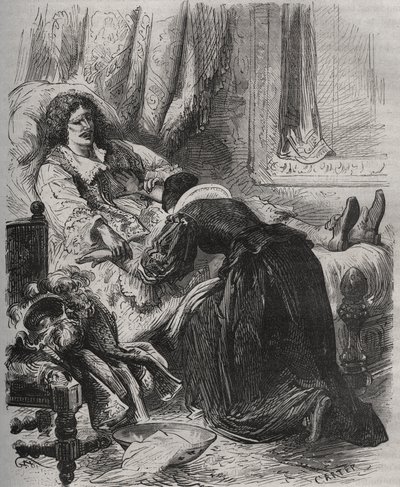 Jean Baptiste (Jean-Baptiste) Poquelins död, dit Moliere (1622-1673), 17 februari av French School