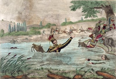 Prins Joseph Poniatowskis (1763-1813) död i Elsterafloden, 1813 av French School