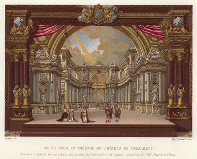 Dekor för teatern vid slottet i Versailles (kromolit) av French School