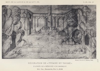Dekoration av Pyramus och Thisbe (litho) av French School
