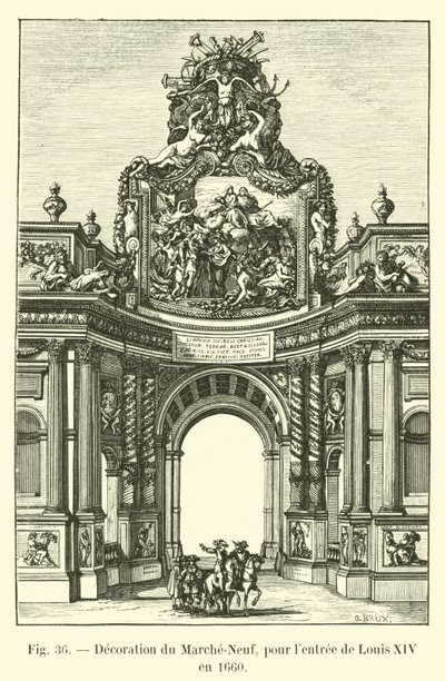 Dekoration av Marche-Neuf, för Ludvig XIV:s inträde 1660 av French School