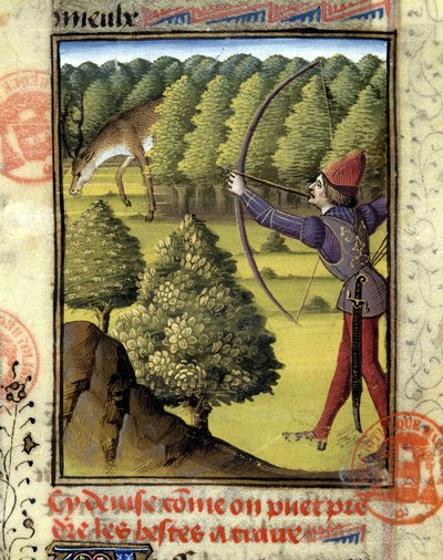 Rådjursjakt - i "" Jaktbok av Gaston Phoebus, greve av Foix, Lord of Béarn"" av French School