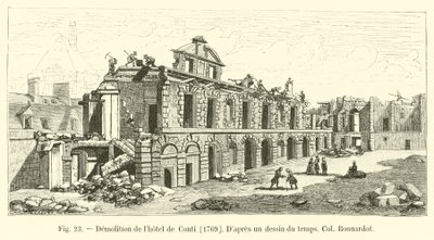 Rivning av Hôtel de Conti, 1769, Enligt en ritning från tiden, Col Bonnardot av French School