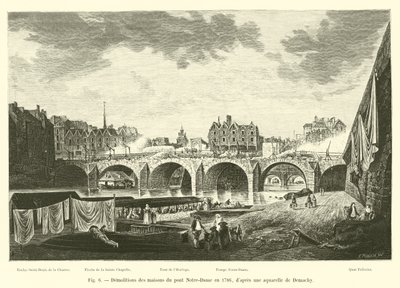 Rivningar av husen på Notre-Dame-bron 1786, efter en akvarell av Demachy av French School