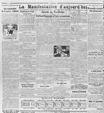 Dagens demonstration, Jaures in the Pantheon, från LHumanite, 23 november 1924 (tryckt papper) av French School