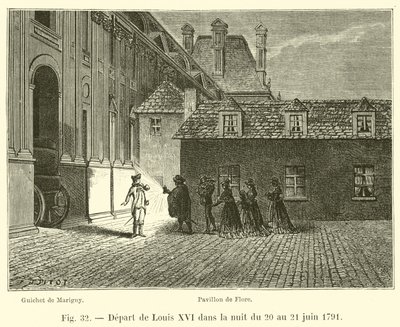 Ludvig XVI:s avgång natten mellan den 20 och 21 juni 1791 av French School