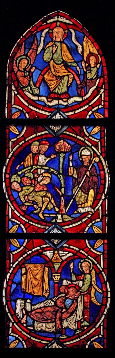 Föreställande Kristus och St Martin, 3 scener från kyrkan i Varennes-Jarcy av French School