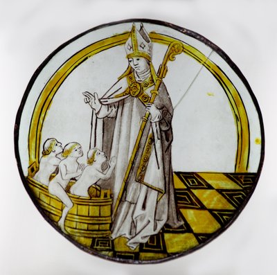 Föreställer St Nicholas och de tre pojkarna i ett badkar av French School