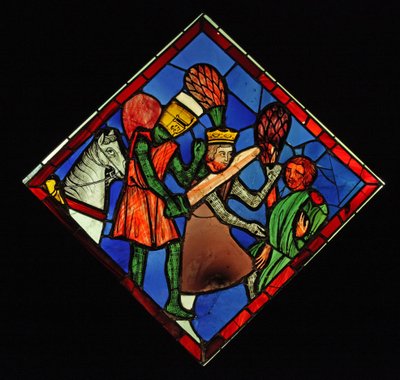 Att föreställa en riddare dödar en kung, ex Ste Chapelle av French School