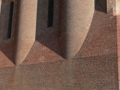 Visar detalj av murverket av French School