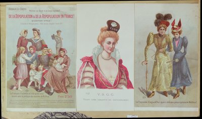 Avfolkning och återbefolkning i Frankrike, häfte av Arthur Le Creps mot malthusianism, 1895 (färgstick) av French School