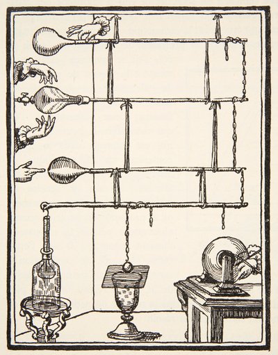 Descarges electriques dan lai rarefie, 1753, kopia av Boris Mestchersky (d.1957) illustration från Histoire de la Nation Francaise, Sciences, Volumes I & II, av Gabriel Hanotaux (1853-1944), 1924 (lith) av French School