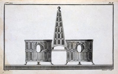 Design av Pugin, från en mönsterbok med neoklassiska metalldesigner sammansatta av Duhamel, ca 1770-80-talet av French School