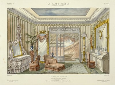 Design för en badrumssvit från Le Garde-Meuble, Pub. Paris, ca 1890 (färglitografi) av French School