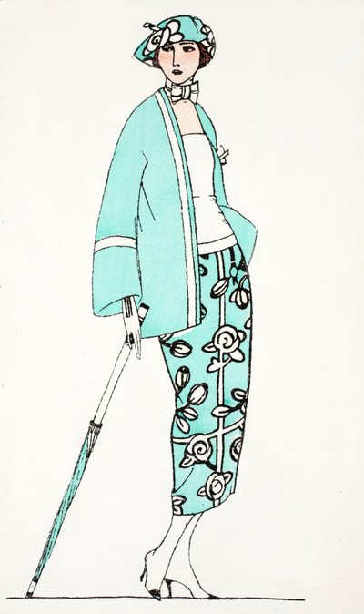 Design for a Day Dress c 1919 (pochoir-tryck) av French School