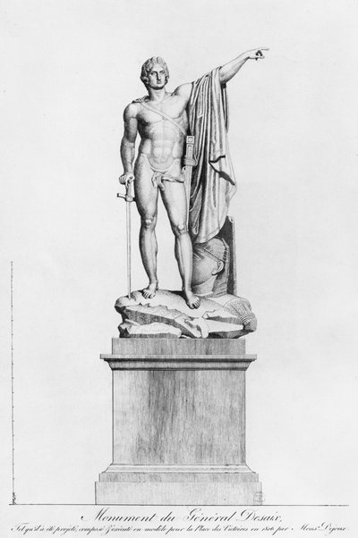 Design för ett monument till general Desaix de Veygoux av skulptören Claude Dejoux, Place des Victoires, Paris, 1806 av French School