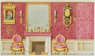 Design för en salong på rue Fortunee, huset köpt av Balzac 1847 (wc på papper) av French School