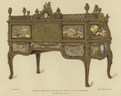 Skrivbord gjort för kung Ludvig XV av Frankrike av Jean Henri Rieser, 1700-talet av French School