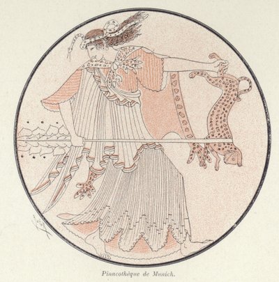 Detalj av grekisk keramik (färg litho) av French School