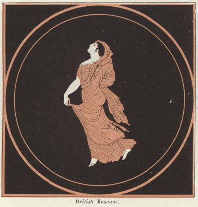 Detalj av grekisk keramik (färg litho) av French School