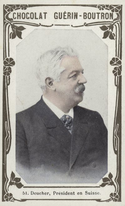 Deucher, president i Schweiz (färgad bild) av French School